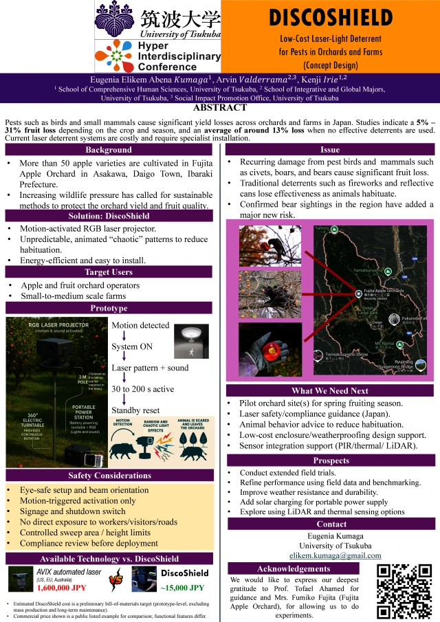 DiscoShield: A low-cost laser pest and bird deterrent system for orchards and farms